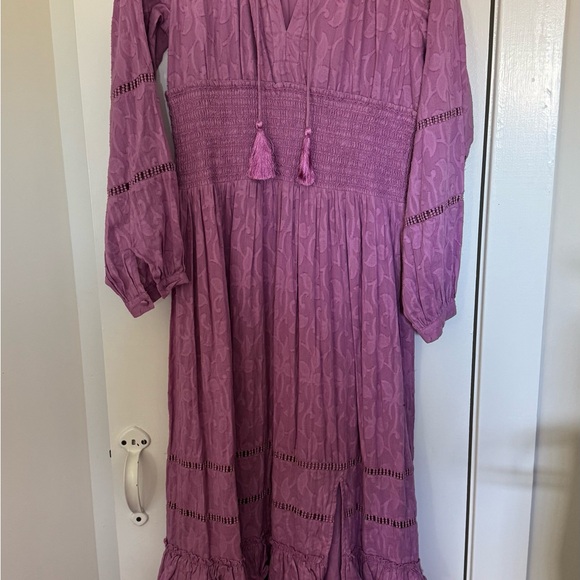 NWT Boston Proper Purple Long Sleeve Ruffle Hem Maxi Dress Womens Size M - Picture 6 of 6